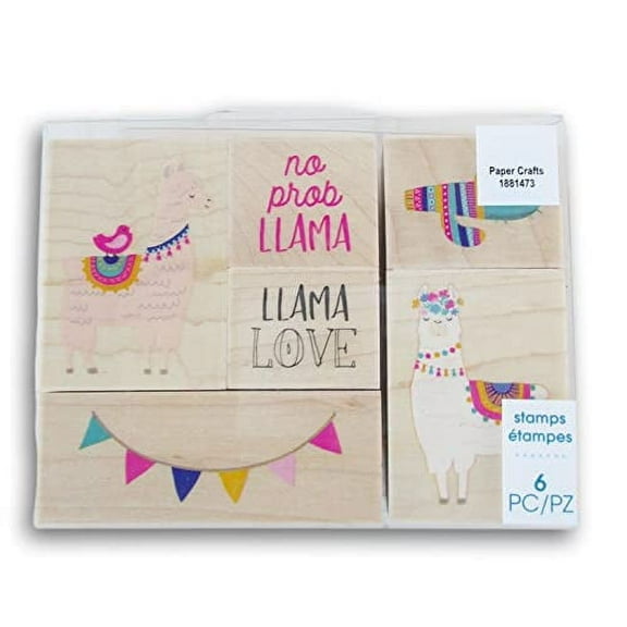 Llama Love No Prob Llama Wood and Rubber Stamps for Scrapbooking, Cardmaking, Arts & Crafts, and More - 6 Stamps in Different Sizes