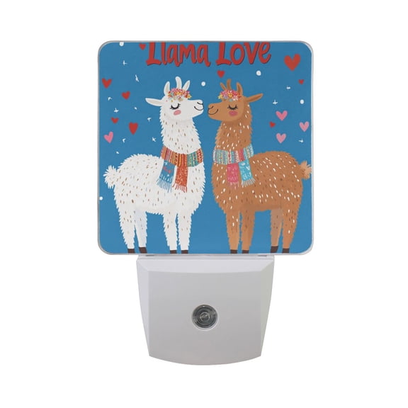 Llama Love Valentine LED Night Light with Smart Sensor Plug Into Wall Dusk to Dawn 2 packs