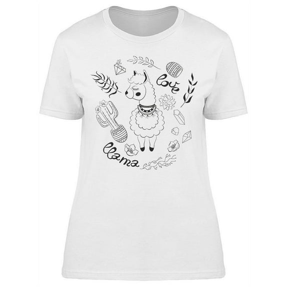 Llama Love With Cacti T-Shirt Women -Image by Shutterstock, Female 3X-Large