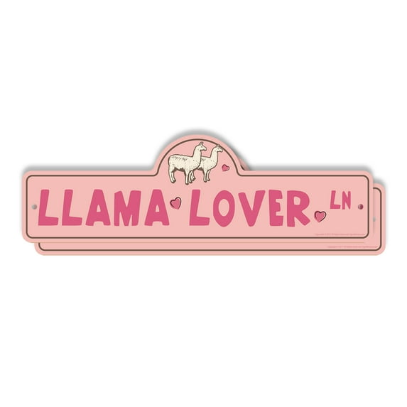 Llama Lover (2 Pack) Plastic Street Sign - 6 Inch X 18 Inch Gift Animal Farm Pet Cute Funny Nature Decor Rustic Companion Love Outdoors
