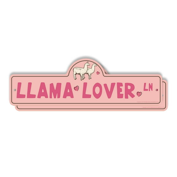 Llama Lover (2 Pack) Plastic Street Sign - 6 Inch X 18 Inch Gift Animal Farm Pet Cute Funny Nature Decor Rustic Companion Love Outdoors