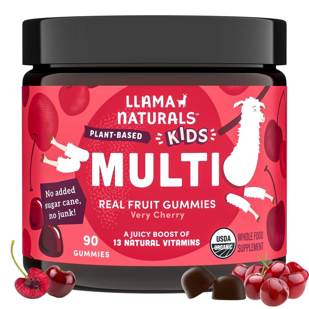 Llama Naturals Kids Multivitamin Gummies, Vegan, Organic KMC2with D, C