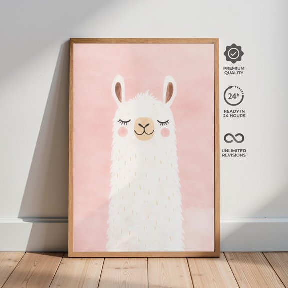 Llama Nursery Minimal Animal Room Art Poster Unframed Paper Print