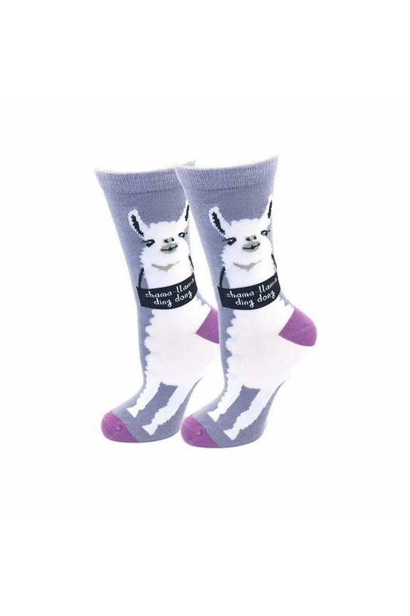 Llama One Size Fits Most Purple Ladies Crew Socks
