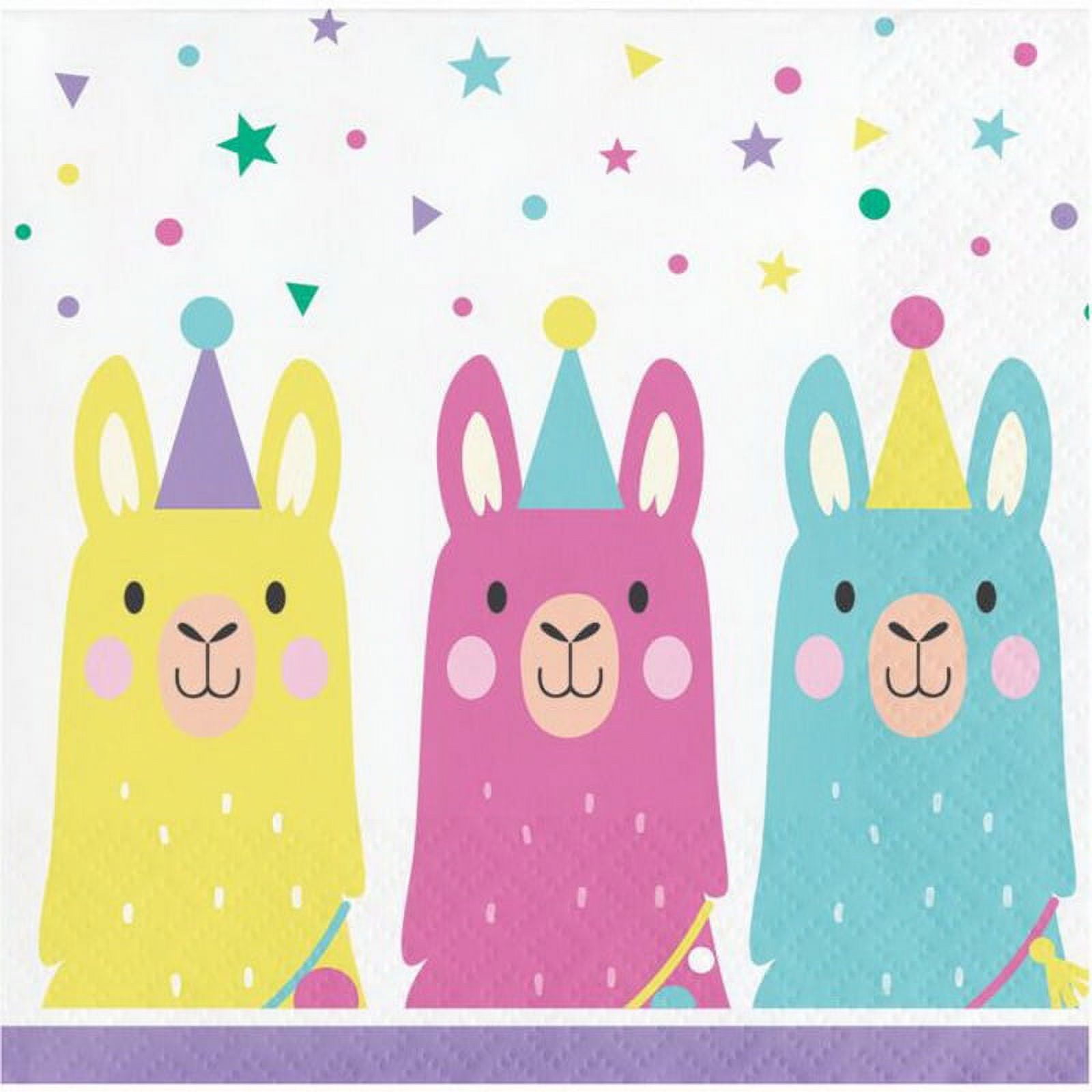 CREATIVE CONVERTING Llama Party Beverage Napkins - 1 pack of 16 - Party Supplies