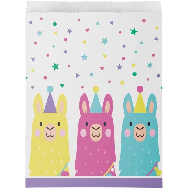 CREATIVE CONVERTING Llama Party Paper Treat Bags - 1 pack of 10 - Party Supplies