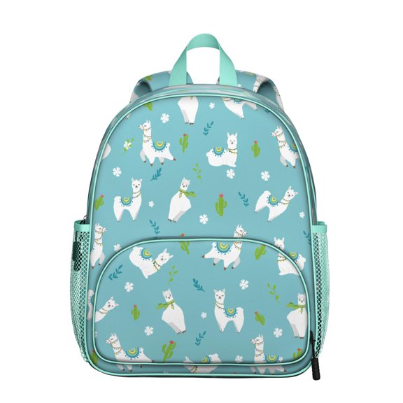 Llama Pattern Student Backpack – Cute Cartoon Alpaca Design with Kawaii Elements, Lightweight and Durable for School