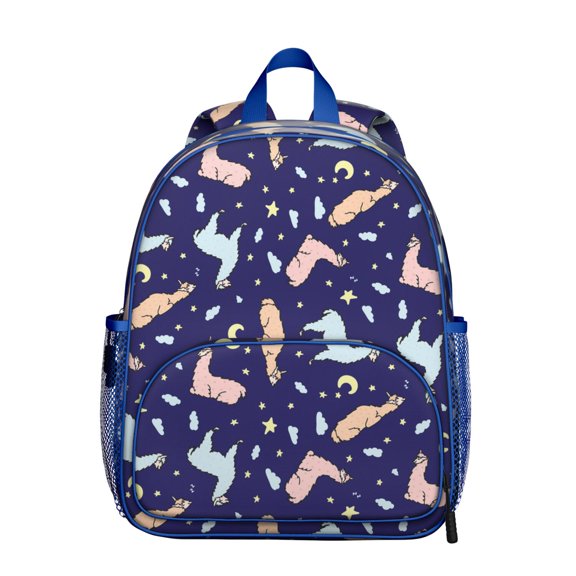 Llama Pattern Student Backpack – Cute Cartoon Alpaca Design with Kawaii Elements, Lightweight and Durable for School