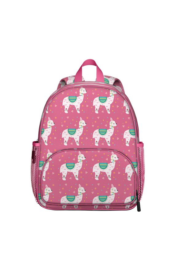 Llama Pattern Student Backpack – Cute Cartoon Alpaca Design with Kawaii Elements, Lightweight and Durable for School