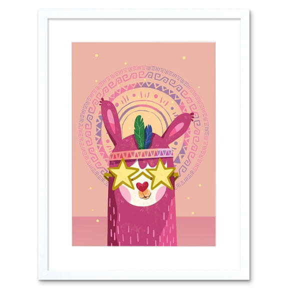 Llama Pink Fashion Framed Wall Art Print