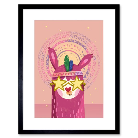 Llama Pink Fashion Framed Wall Art Print