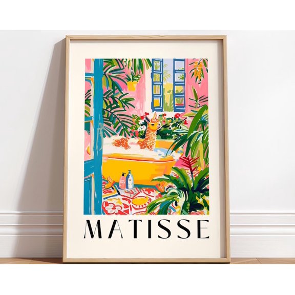 Llama Pink Wall Art Print, Unframed Paper Poster 24x36in