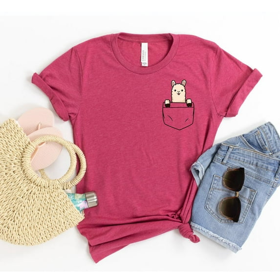 Llama Pocket Shirt Funny Llama T-shirt Gifts Alpaca No Drama Gift For Him Tee Christmas