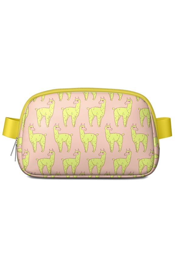 Llama Print Fanny Pack – Waterproof Adjustable Waist Bag with Cute Llama Face Design – Lightweight Belt Bag for Travel, Running, and Outdoor Sports