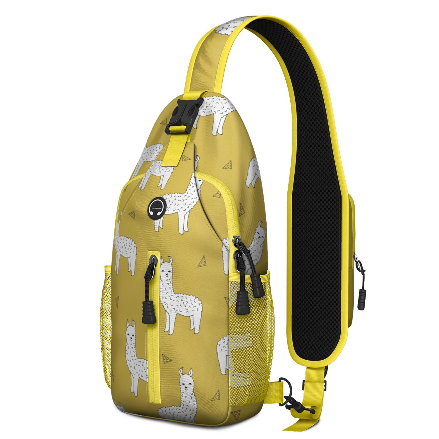 Llama Print Sling Backpack, Lightweight Crossbody Daypack with Cute Llama Face Cartoon Pattern, Adorable Kawaii Alpaca Design, Funny and Cute Anti-theft Travel Bag for Daily Use, Outdoor, Gym