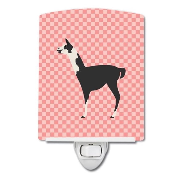 Llama Q Ara Pink Check Ceramic Night Light