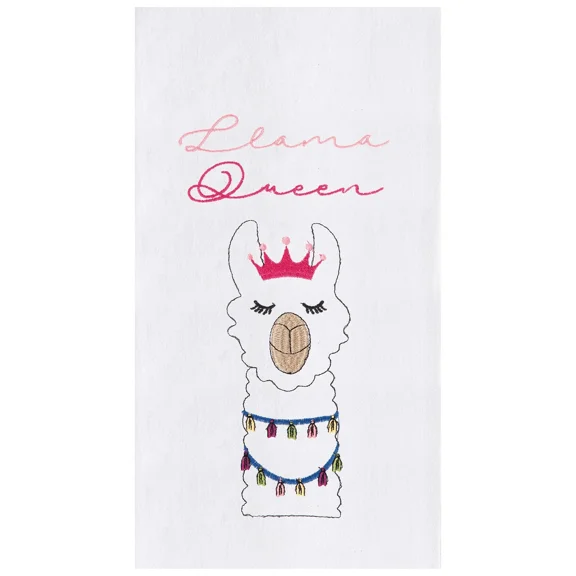 Llama Queen Embroidered Flour Sack Kitchen Towel
