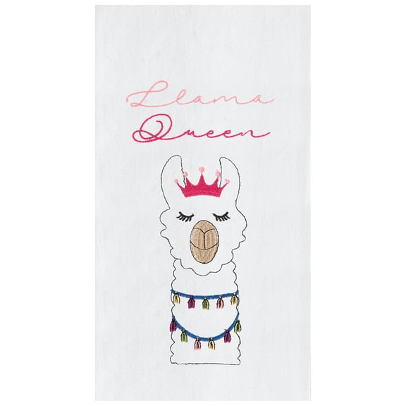 Llama Queen Embroidered Flour Sack Kitchen Towel
