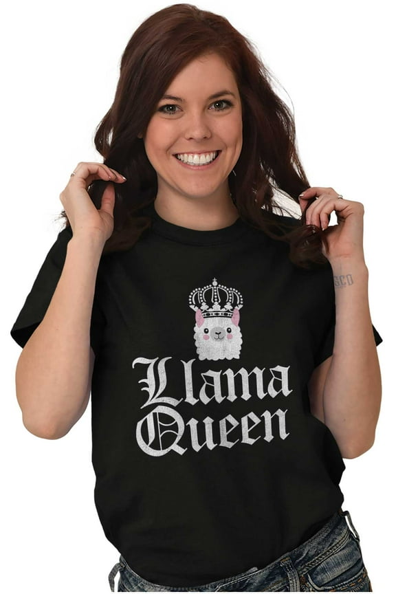Llama Queen Save Drama Alpaca Animal Women's Graphic T Shirt Tees Brisco Brands S
