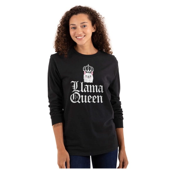 Llama Queen Save Drama Alpaca Animal Women's Long Sleeve T Shirt Brisco Brands X
