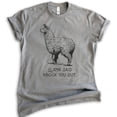 thumbnail image 1 of Llama Said Knock You Out Shirt, Unisex Women's Men's Shirt, Funny Animal Tee, Llama Pun Shirt, Hip Hop Tee, Dark Heather Gray, Medium, 1 of 6