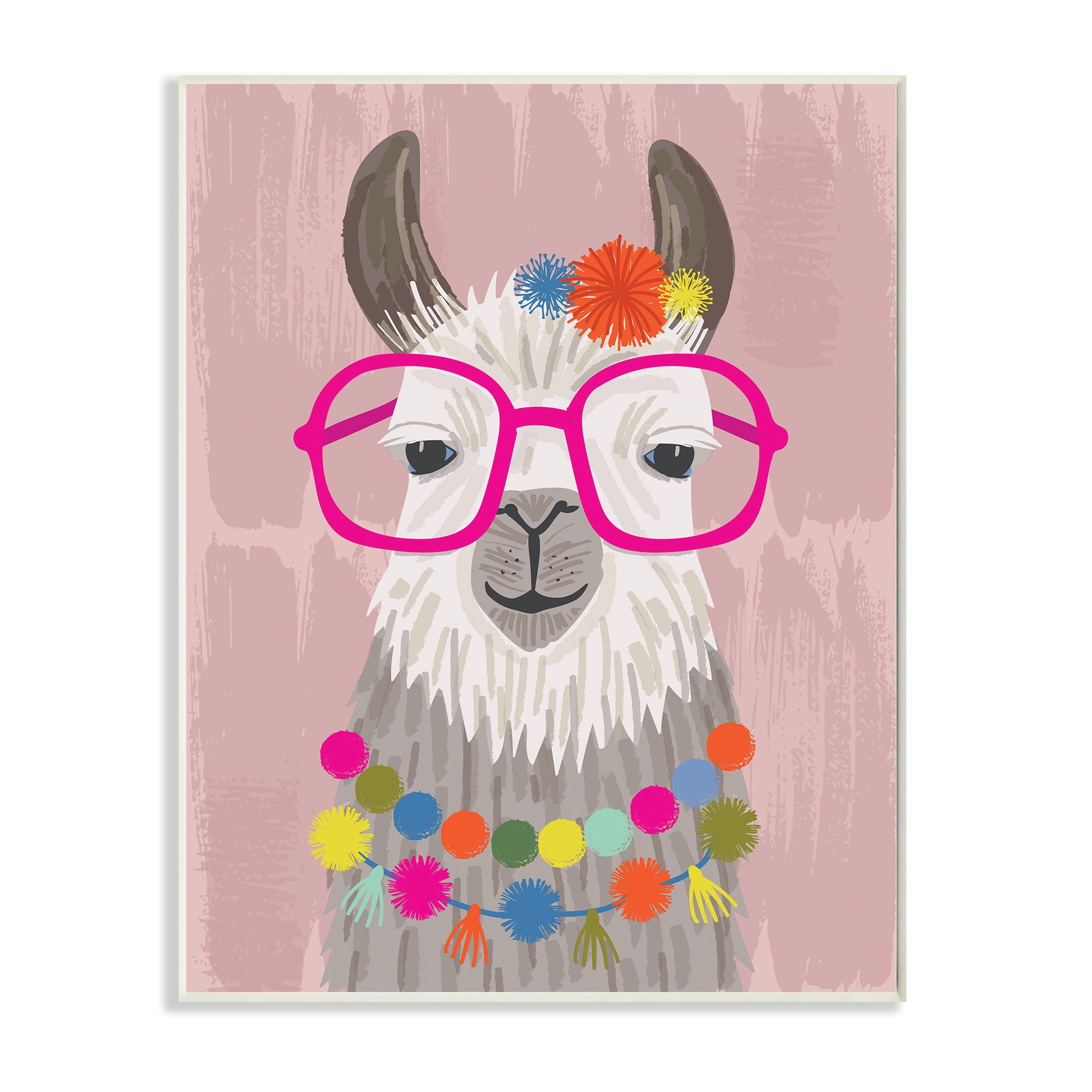 Stupell Industries Llama Silly Glasses Polka Dots Festive Animal,10 x 15,Designed by Lisa Whitebutton