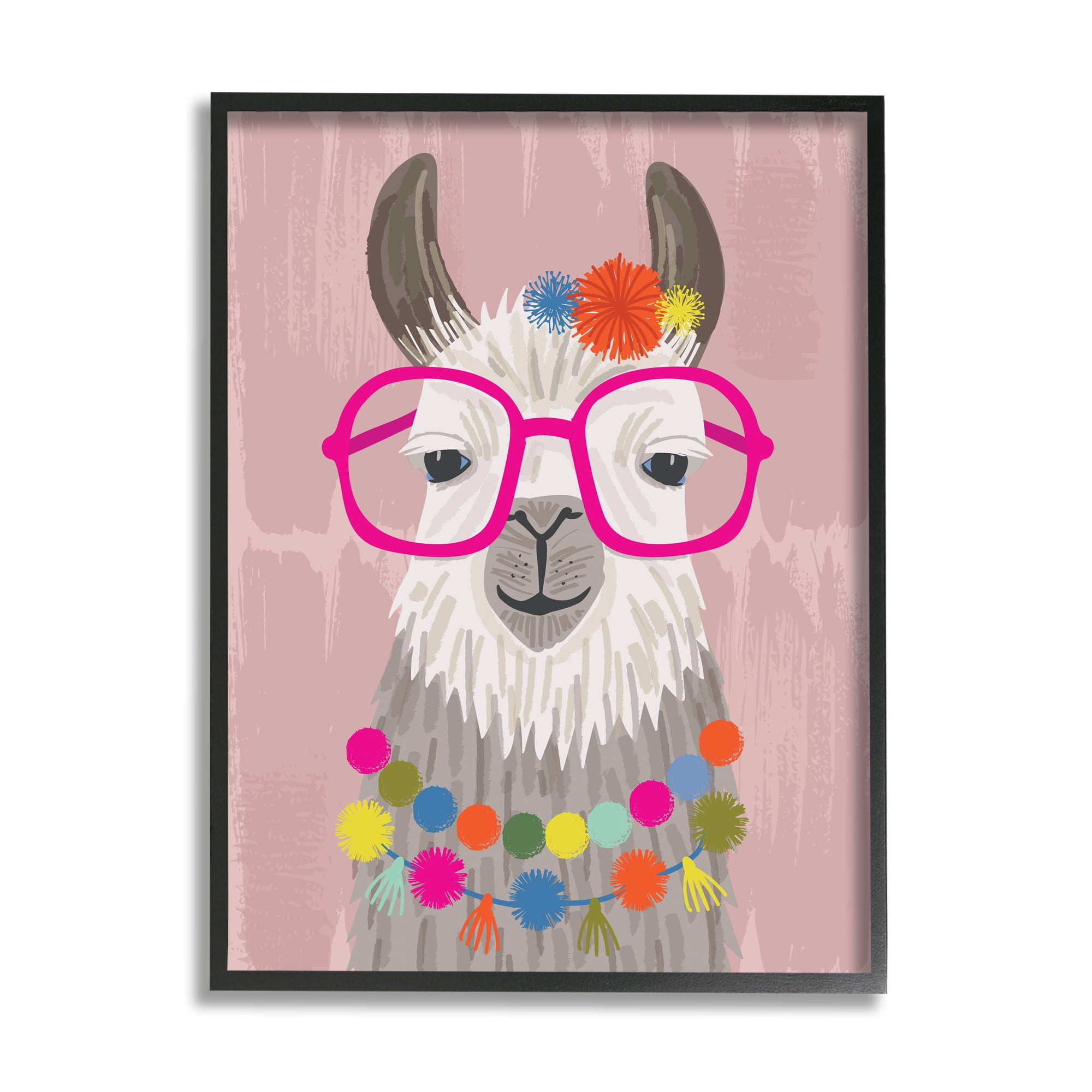 Stupell Industries Llama Silly Glasses Polka Dots Festive Animal,24 x 30,Designed by Lisa Whitebutton