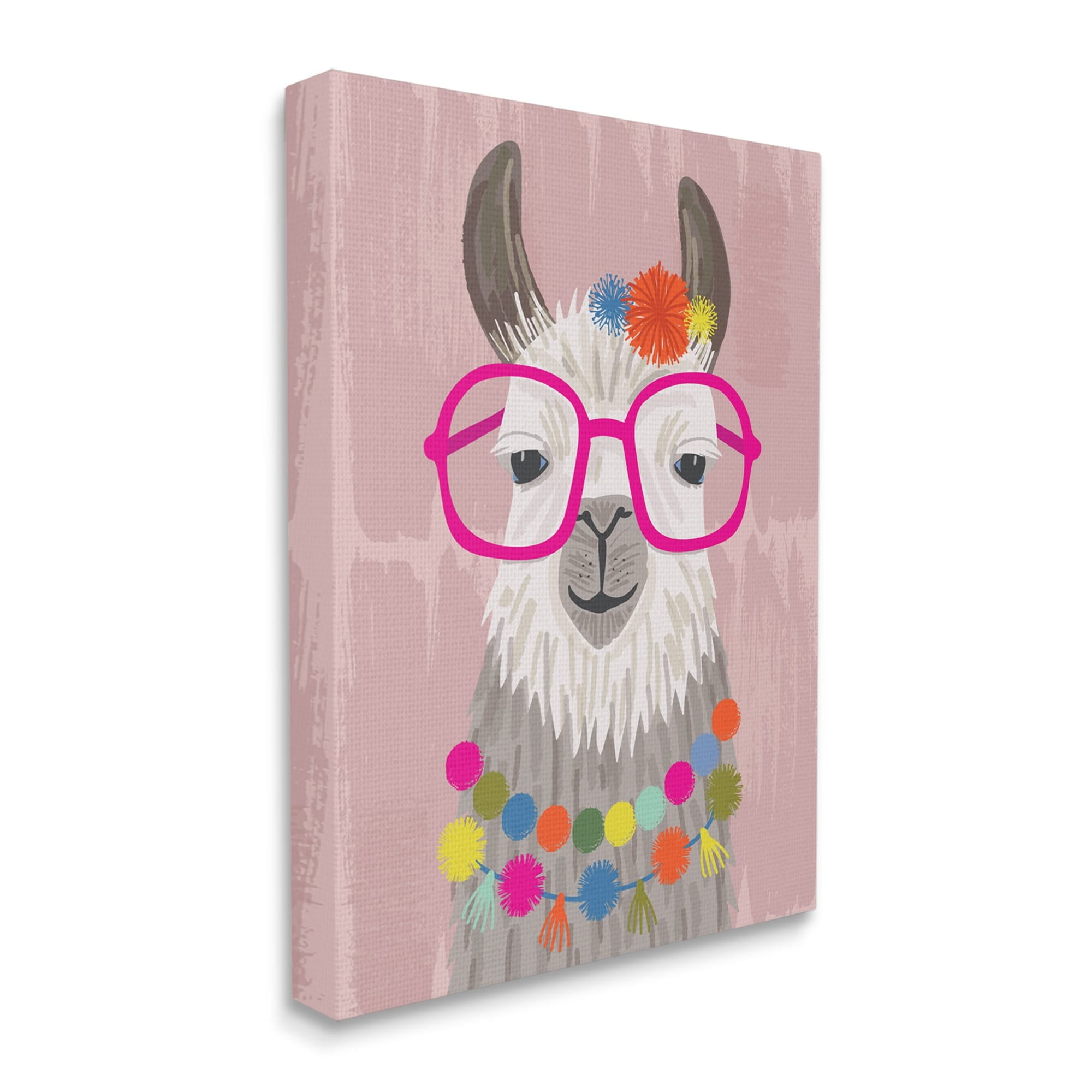 Llama Silly Glasses Polka Dots Festive Animal 36 in x 48 in Painting Canvas Art Print, by Stupell Home Décor