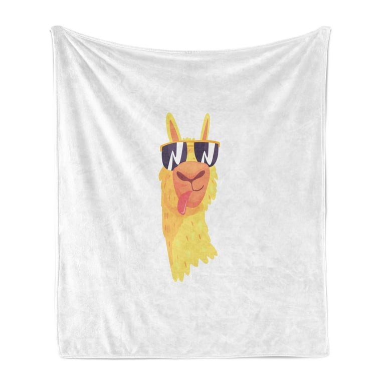 Llama Soft Flannel Fleece Blanket Funny Sunglasses Wearing Farm