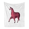thumbnail image 1 of Llama Soft Flannel Fleece Blanket, Pink Toned Llama Design with Glasses and Daisy Romantic Jungle Wildlife Illustration, Cozy Plush for Indoor and Outdoor Use, 60" x 80", Maroon Pink, by Ambesonne, 1 of 5