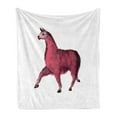 thumbnail image 1 of Llama Soft Flannel Fleece Blanket, Pink Toned Llama Design with Glasses and Daisy Romantic Jungle Wildlife Illustration, Cozy Plush for Indoor and Outdoor Use, 70" x 90", Maroon Pink, by Ambesonne, 1 of 5