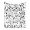 thumbnail image 1 of Llama Soft Flannel Fleece Throw Blanket, Abstract Triangles Doodle Style Alpacas in Monochrome Cartoon Pattern, Cozy Plush for Indoor and Outdoor Use, 70" x 90", White Charcoal Grey, by Ambesonne, 1 of 5