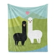 thumbnail image 1 of Llama Soft Flannel Fleece Throw Blanket, Alpacas in Love at the Mountains Argentina Fauna Animals Contrasting Colors, Cozy Plush for Indoor and Outdoor Use, 50" x 60", Multicolor, by Ambesonne, 1 of 5