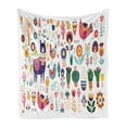 thumbnail image 1 of Llama Soft Flannel Fleece Throw Blanket, Composition of Colorful Alpaca Cactus Exotic Flowers Botanic Illustration, Cozy Plush for Indoor and Outdoor Use, 60" x 80", Multicolor, by Ambesonne, 1 of 5