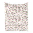 thumbnail image 1 of Llama Soft Flannel Fleece Throw Blanket, Desert Animals and Cactus on a Plain Background, Cozy Plush for Indoor and Outdoor Use, 60" x 80", White Pink Lime Green, by Ambesonne, 1 of 5