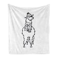 thumbnail image 1 of Llama Soft Flannel Fleece Throw Blanket, South American Domestic Alpaca Animal with Winter Attire Monochrome Illustration, Cozy Plush for Indoor and Outdoor Use, 70" x 90", Black White, by Ambesonne, 1 of 5