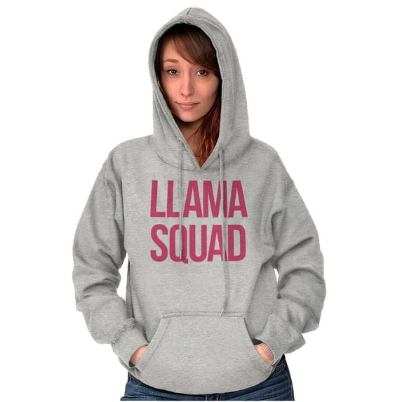 Llama Squad Save The Drama Alpaca BFF Women Plus Size Graphic Pullover Hoodie Brisco Brands 2X