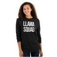 thumbnail image 1 of Llama Squad Save The Drama Alpaca BFF Women Plus Size Long Sleeve Graphic Tee Brisco Brands 2X, 1 of 5