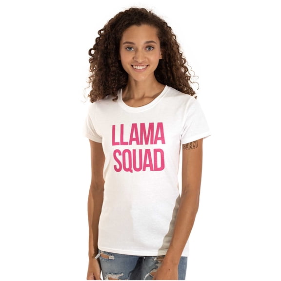 Llama Squad Save The Drama Alpaca BFF Womens Slim Fit Graphic Tee Brisco Brands S