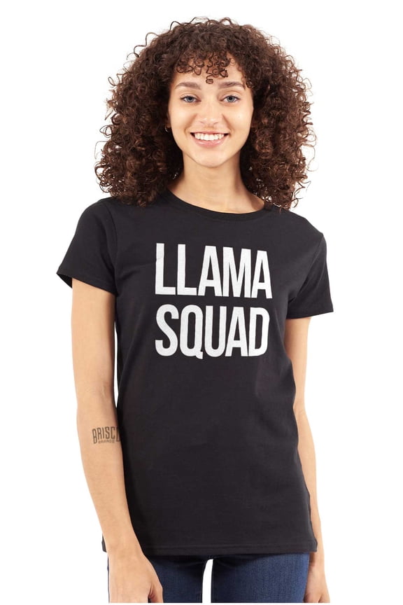 Llama Squad Save The Drama Alpaca BFF Womens Slim Fit Graphic Tee Brisco Brands X