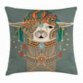 thumbnail image 1 of Llama Throw Pillow Cushion Cover, Colorful Headwear Wearing Llama with Accessories Earrings Necklace Abstract Animal, Decorative Square Accent Pillow Case, 16 X 16 Inches, Multicolor, by Ambesonne, 1 of 2