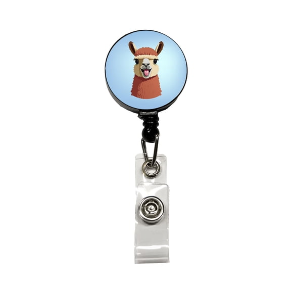 Llama Tongue Sticking Out Retractable Reel ID Badge Key Card Name Tag Holder with Clip