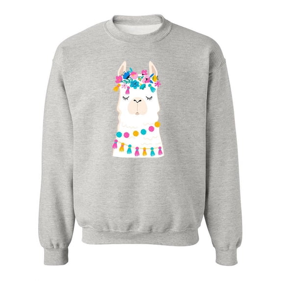 Llama With Flowers Sweatshirt Women -Image by Shutterstock, Female Small