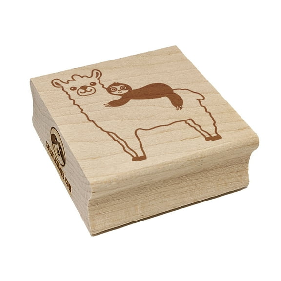 Llama and Sloth Best Friends Alpaca Square Rubber Stamp Stamping Scrapbooking Crafting - Large 2.75in