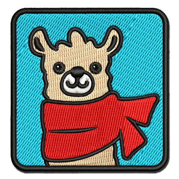 Llama with Scarf Applique Multi-Color Embroidered Hook & Loop Patch - 3.5 Inch Large