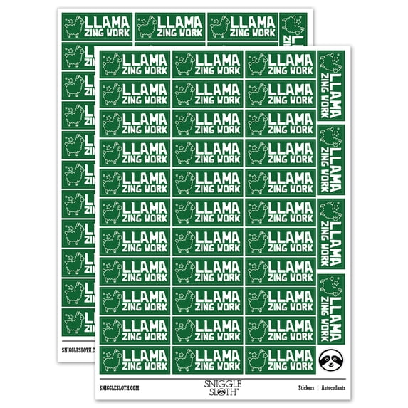 Llama-zing Amazing Work Teacher Student School Sticker Set - Dark Green - Matte Finish - 1.5" Small