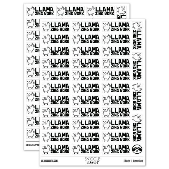 Llama-zing Amazing Work Teacher Student School Sticker Set - White - Gloss Finish - 1.5" Small