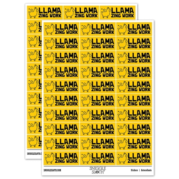 Llama-zing Amazing Work Teacher Student School Sticker Set - Yellow - Gloss Finish - 1.75" Medium