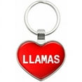 thumbnail image 1 of Llamas - I Love Animals Metal Heart Keychain Key Chain Ring, Multiple Colors Available, 1 of 1