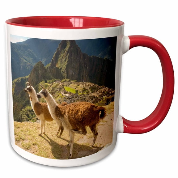 3drose, Llamas, Machu Picchu, Ancient Ruins, Peru - Sa17 Hga0027 - Howie Garber, 11oz Two-tone Red Mug
